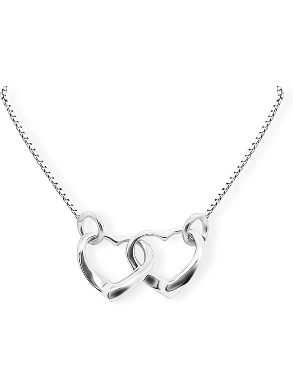 Interlocking Hearts Necklace in Sterling Silver - Perfect Gift for Women, Moms